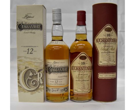 One bottle Cragganmore 12 year Old Single Scotch Whisky, in presentation box, together with one bottle Auchentoshan (The trip