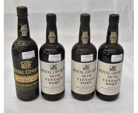 Three bottles Royal Oporto 1978 Vintage Port. and One bottle Royal Oporto (Vinho do Porto) 1978 Vintage Port (4)