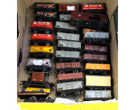 Collection of Hornby Dublo rolling stock including Mobil Gas, Shell and Esso tank wagons (35)