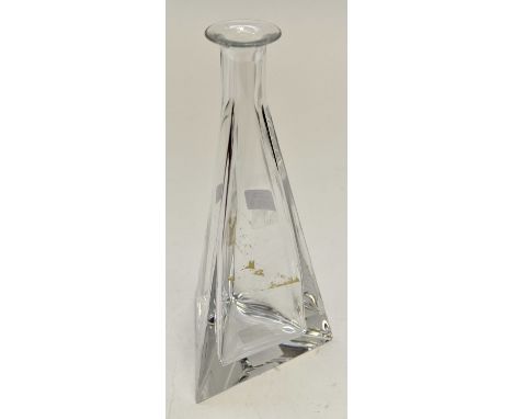 A Jasper Conran, lead crystal decanter of triangular form, no stopper, circa 20th CenturyApprox Size: 30cm high