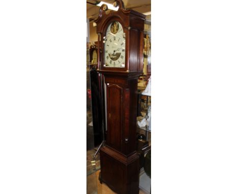 A George III oak 30 hour longcase clock, having a white painted dial, inscribed 'Cotterill, Wirksworth', the case with mahoga