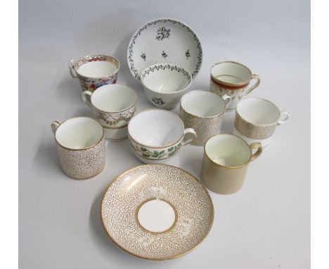 A Collection of eleven 18th and 19th Century Tea cups Coffee cans and saucers. Various factoriesDate late 18th and early 19th