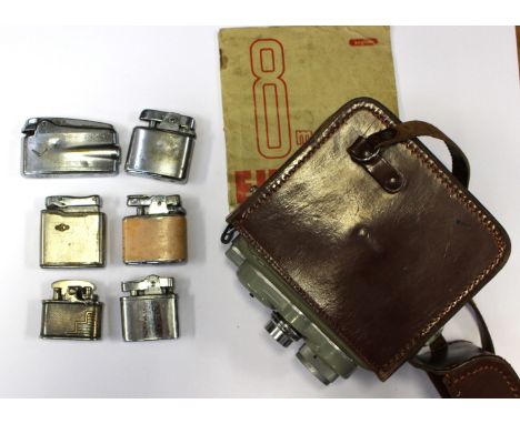 A Colibri 1920/30 lighter, a Ronson late 1950s lighter, a West German lighter plus three others, together with leather cased 