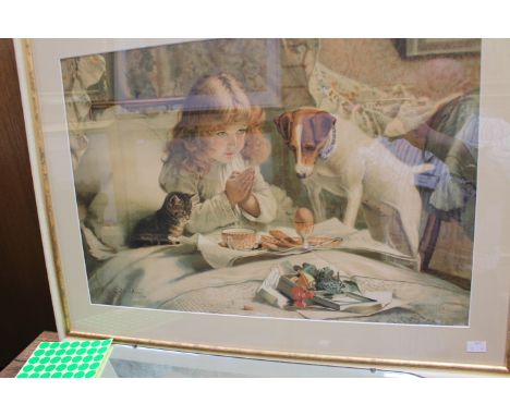 A Pears Soap lithograph, "Suspense", 44 cms x 63 cms, framed