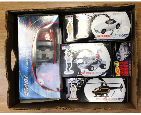 Corgi James Bond collection including Moonbuggy, Stromberg helicopter, space shuttle, Toyota, along with Goldfinger 50th Anni