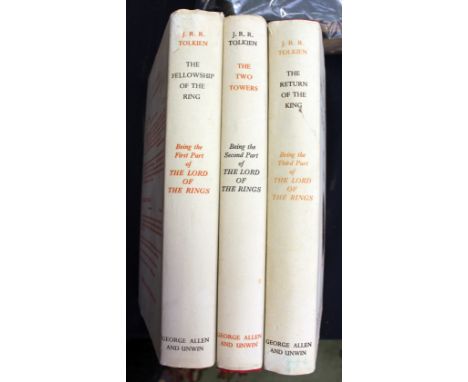 JRR Tolkein The Lord of the Rings in three volumes, being 8th, 7th and 6th impressions, 1960, complete with Dust Jacket's
