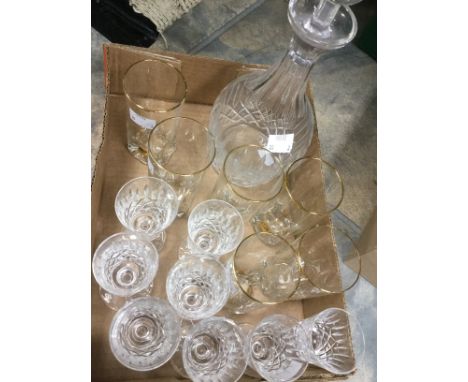 Edinburgh Crystal decanter with eight glasses plus a set of six Studio glass tumblers