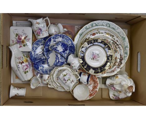 Assorted Royal Crown Derby items to include Derby Posie miniature jugs, other Crown Derby plates, blue and white cups and sau