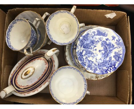 Royal Crown Derby - tea cups and saucers, Blue Aves pattern along with Wentworth cup and saucer