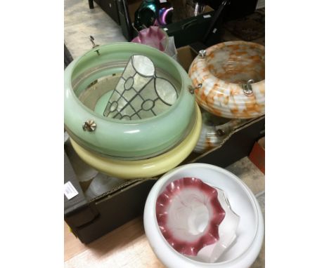 Collection of 20th Century glass shades and lighting