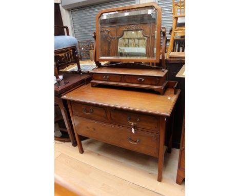 An Edwardian mahogany dressing chest, comprising two short and one long drawer, together with a later hand crafted mahogany d