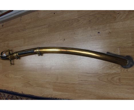 A replica French Napoleonic Pattern Light Cavalry Sabre. Heavy brass stirrup guard. Leather covered wire bound grip. 85cm lon