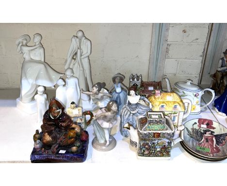 A Royal Doulton figure 'The Potter' (chip under hood), Royal Doulton Images figures, Brother and sister (a.f) 'The Kiss Boy' 