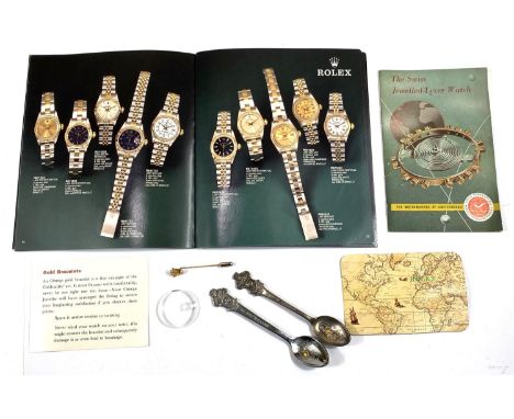 A ROLEX stick pin , Spoons paperwork etc&nbsp; 