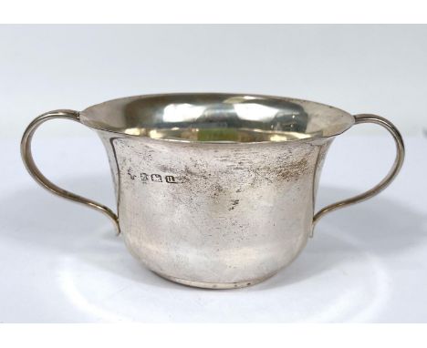 A hall marked silver double handed porringer Birmingham 1919 3.8oz