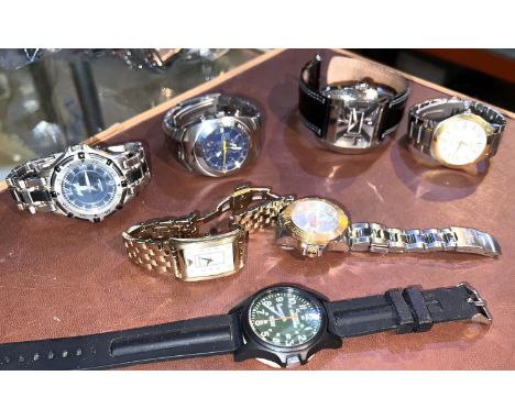 7 gents watches:- "Invicta Professional"; "Pod"; "Bruno Banani"; "Alton"; "Timex Expedition"; "Meridian"; "Emporio Armani". 