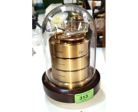 A vintage German Barigo barometer, Thermometer and Hygrometer under glass dome 