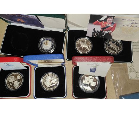 GB: 6 various silver proof crowns 