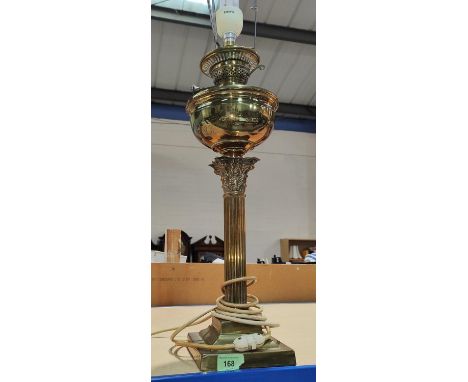 A brass Corinthian column table lamp 