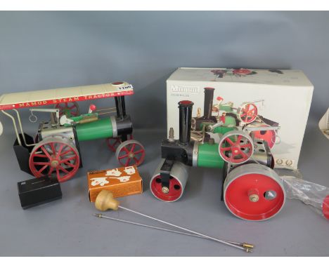 A Mamod steam roller, boxed and traction engine - both in playworn but good condition