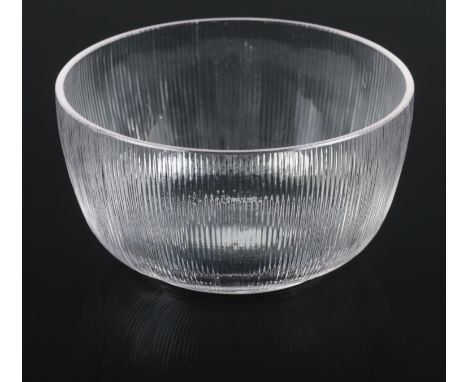 A Rene Lalique Wingen glass bowl, model number 3107. Circa 1928. R Lalique etched to base. Diameter 12cm.  Small scuff to gla