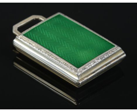 A small silver and enamel compact with gilt interior. Bearing import marks for London 1926 and maker's marks for Cohen &amp; 