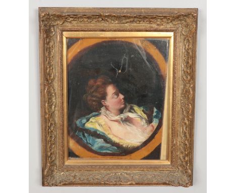 A 19th century gilt framed oil, portrait of a maiden. 28.5cm x 23.5cm.  