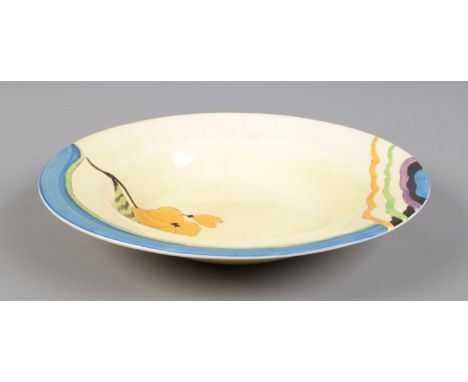 A Wilkinson Ltd Clarice Cliff soup bowl in the Lodore design. Diameter 23cm.  Good condition.