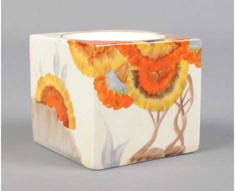 A Wilkinson Ltd Clarice Cliff candle holder in the Rhodanthe design. Shape 658. 5.5cm.  Good condition.