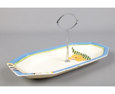 A Wilkinson Ltd Clarice Cliff sandwich plate in the Lodore design. Length 29cm.  Four small chips to underside of edge.