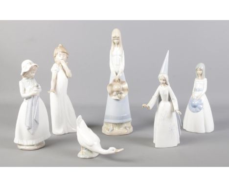 Six Nao/Lladro style figurines.  