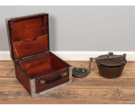 A boxed set of vintage fish weighing scales. Branded for G W Woodhouse and Son, Sheffield.  