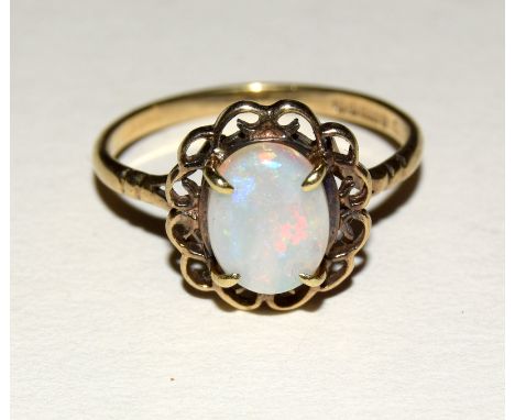 9ct Gold Ladies Opal and Garnet cluster ring size N