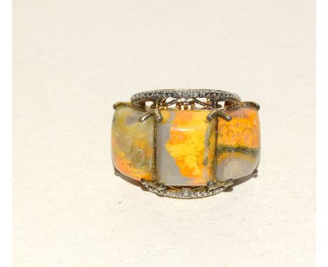 Silver fashion ring with inset diamond chips size P