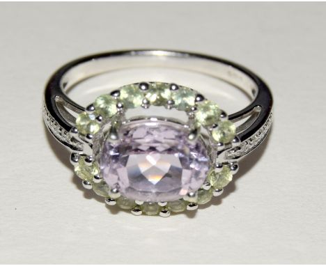 9ct Gold Ladies Amethyst cluster ring size N