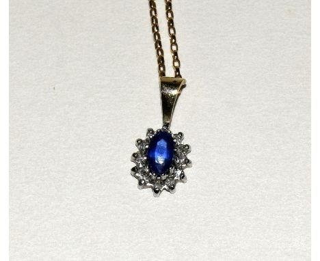 9ct gold diamond and sapphire necklace