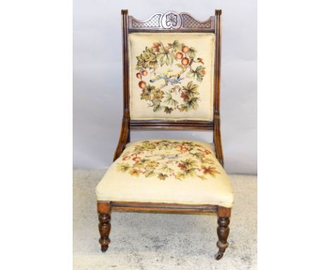 Edwardian tapestry fireside parlour chair. 100 x 60 x 60cm