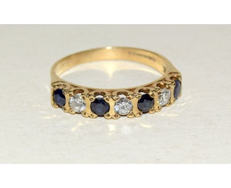 9ct gold ladies sapphire half eternity ring size R