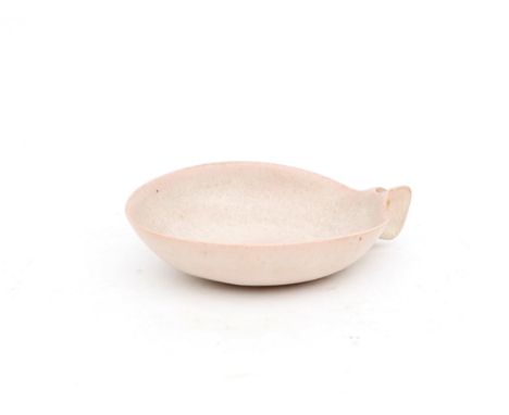 Natascha Zaludová (1936-2022) An oval stoneware bowl with two grips, pink glaze, 1977, marked with monogram and year NZ 77. P