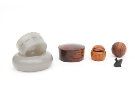 Maria van Kesteren (1933-2020) A rosewood box and cover, marked with incised monogram and label 'palissander' (rosewood), tog