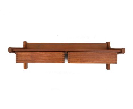 Kai Kristiansen (1929) A teak wall shelf with two drawers, produced by Kaagaard Møbelfabrik, Denmark, 1960s. 22 x 69 x 28 cm.