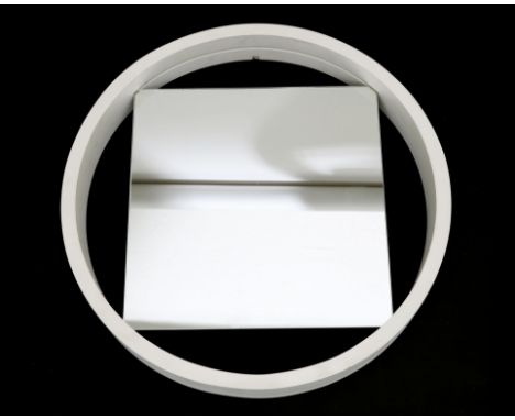 Benno Premsela (1920-1997) A square section mirror in white lacquered circular wooden frame, model DZ 84, produced by 't Spec