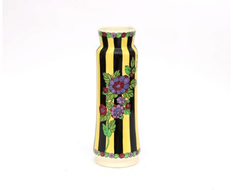 Charles Catteau (1880-1966) A tall black and yellow glazed ceramic vase decorated with branches of flowers, produced by Boch 