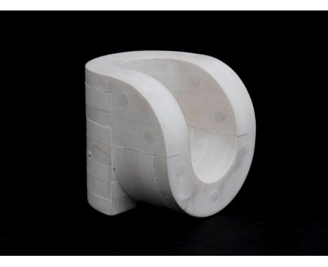 Henk van Putten (1936-2019) A white layered wooden sculpture with mortise and tenon joints, signed underneath: Van Putten SDG