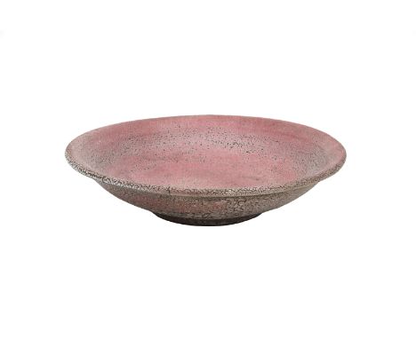 Meindert Zaalberg (1907-1989) A large reddish brown glazed ceramic dish, marked to the reverse with incised signatuur: Hollan