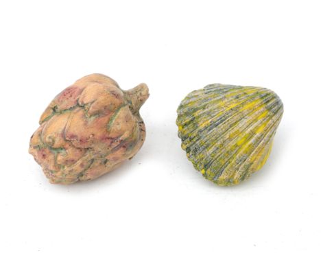 Wietske van Leeuwen (1965) A ceramic cockle and an artichoke, both marked WvL. Provenance: the estate of Amsterdam gallery ow