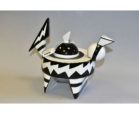 A LORNA BAILEY DESIGN ART DECO STYLE TEAPOT, produced for Old Ellgreave Pottery, approximate height 22cm, (Condition report: 