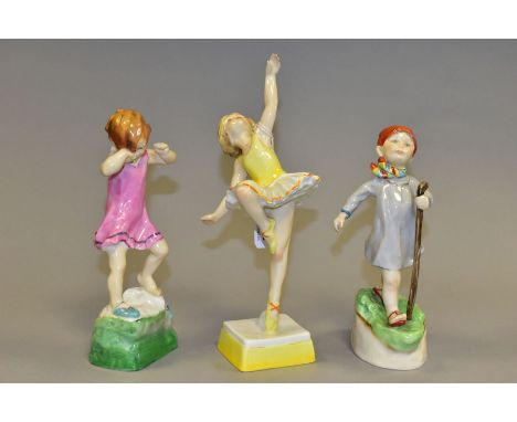 THREE ROYAL WORCESTER DAYS OF THE WEEK FIGURINES, comprising Tuesday's Child 3258 date code for 1952, Wednesday's Child 3259 