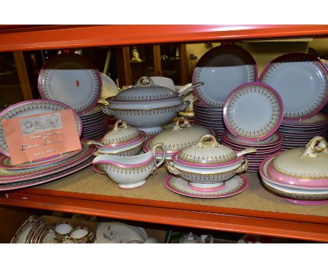 A SIXTY FOUR PIECE VICTORIAN ROYAL WORCESTER DINNER SERVICE, date code for 1885, brown backstamp and painted pattern number W