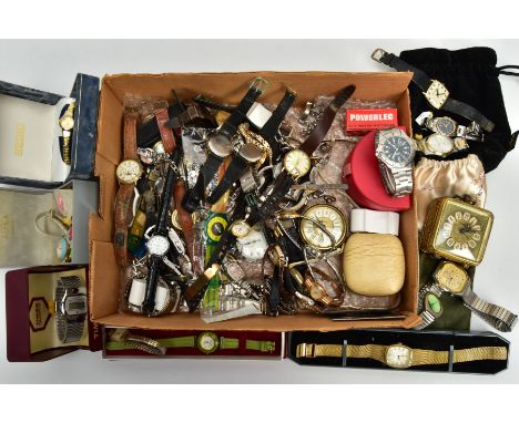 A BOX OF ASSORTED LADIES AND GENTLEMENS WRISTWATCHES, to include a gents 'Citizen quartz, a ladies 'Citizen Eco-drive' a gent